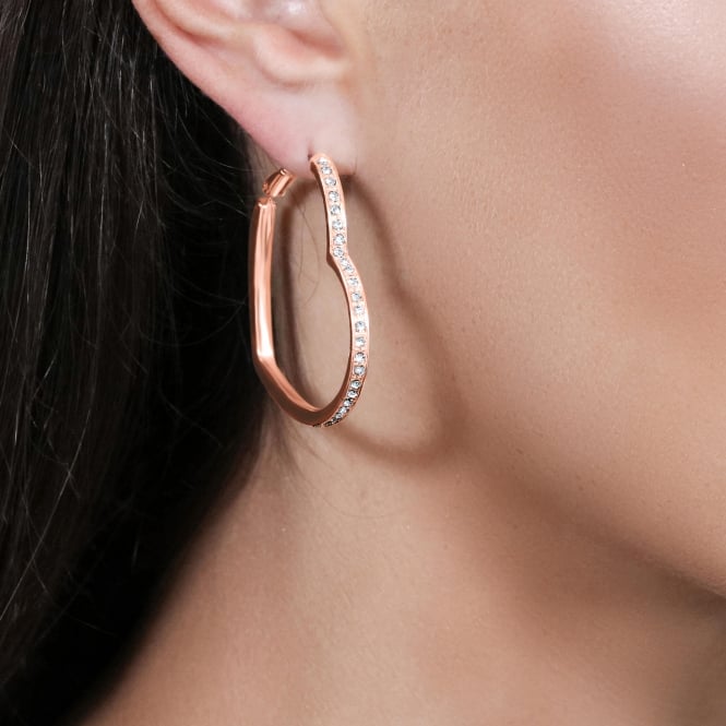 Jon Richard Lipsy Rose Gold Crystal Heart Hoop Earring