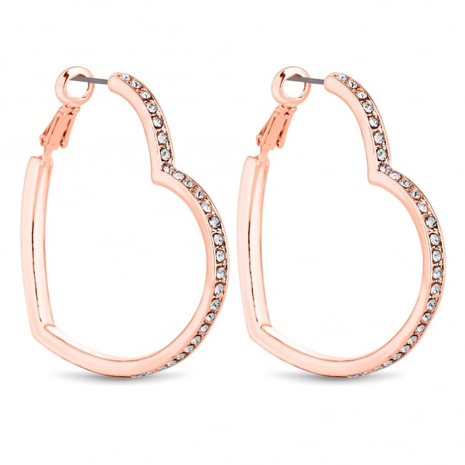 jon richard Lipsy Rose Gold Crystal Heart Hoop Earring