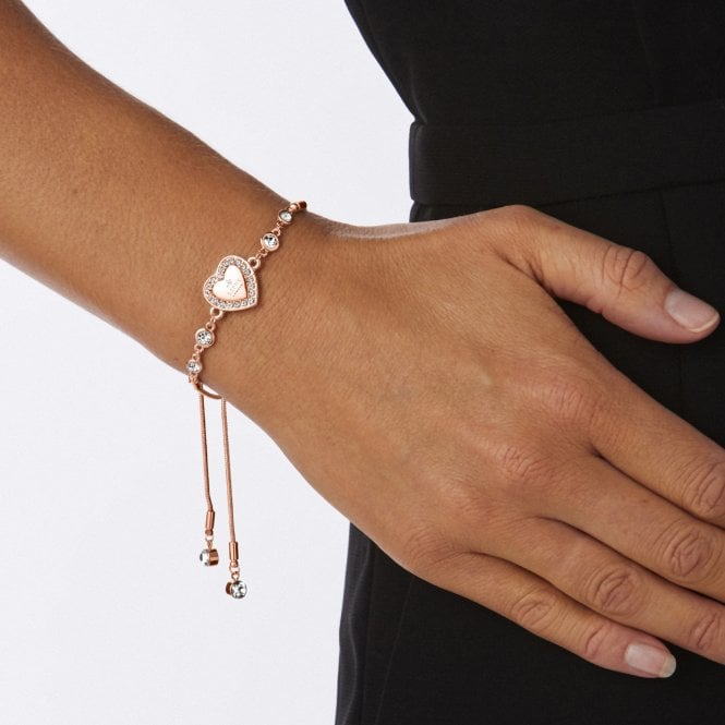 Jon Richard Lipsy Rose Gold Crystal Heart Toggle Bracelet