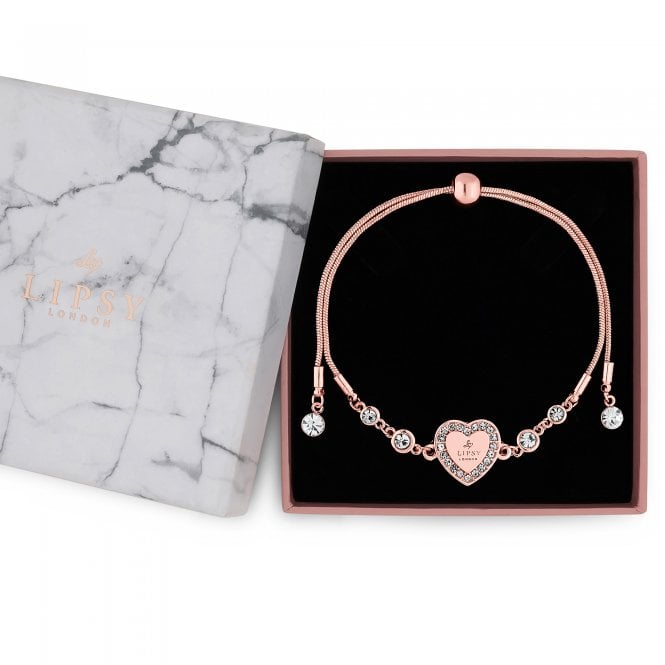 jon richard Lipsy Rose Gold Crystal Heart Toggle Bracelet