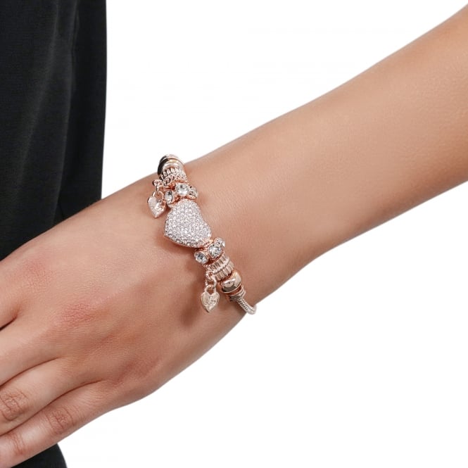 Jon Richard Lipsy Rose Gold Crystal Pave Charm Gift Bracelet