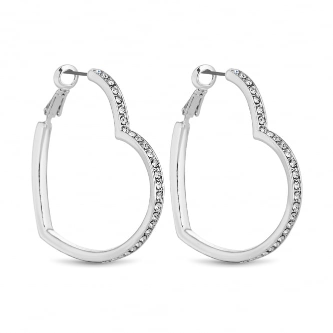 jon richard Lipsy Silver Crystal Heart Hoop Earring