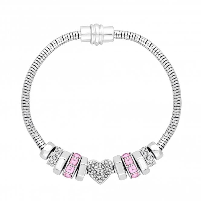 Jon Richard Lipsy Silver Heart Pink Magnetic Bracelet - Gift Boxed