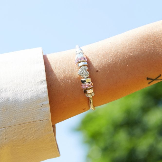 Jon Richard Lipsy Silver Heart Pink Magnetic Bracelet - Gift Boxed
