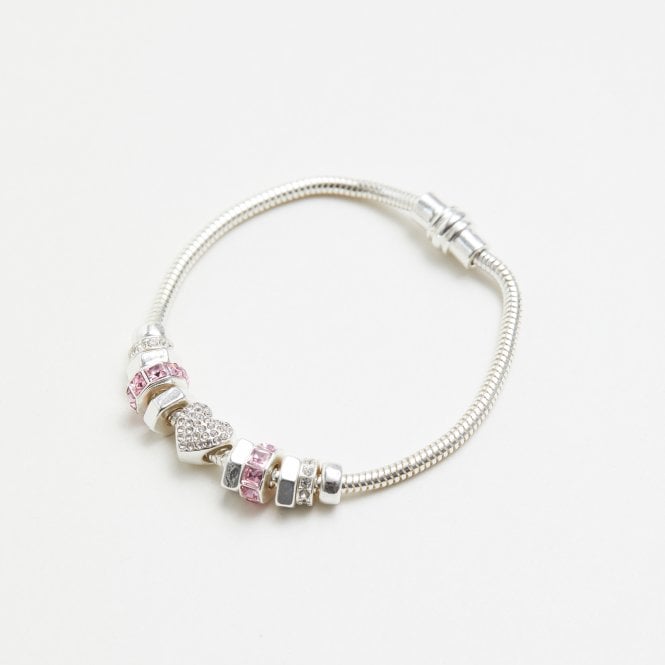 Jon Richard Lipsy Silver Heart Pink Magnetic Bracelet - Gift Boxed