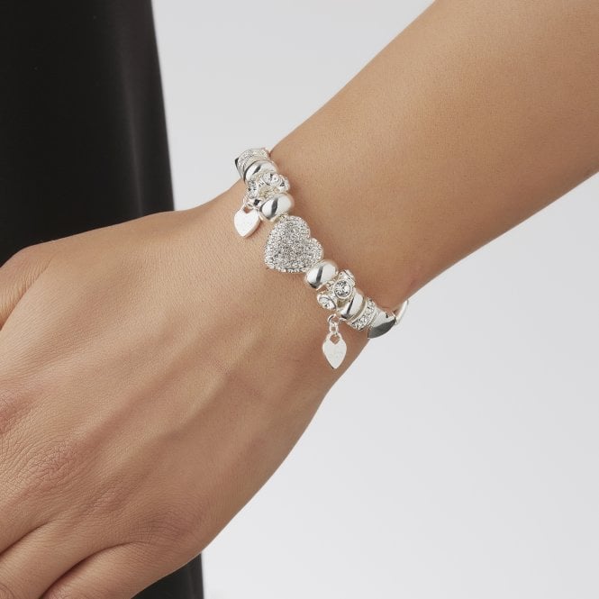 Jon Richard Lipsy Silver Pave Crystal Heart Charm Bracelet