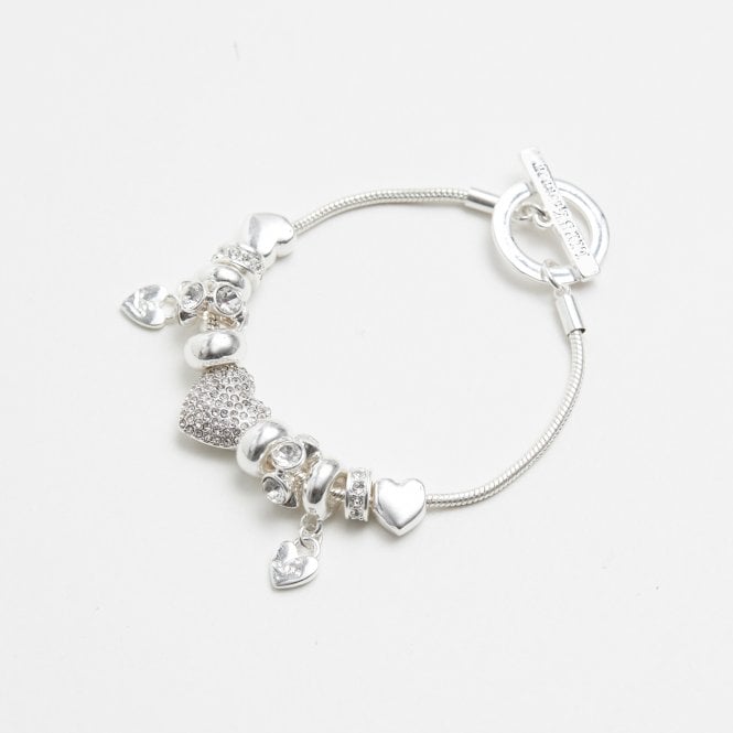 Jon Richard Lipsy Silver Pave Crystal Heart Charm Bracelet