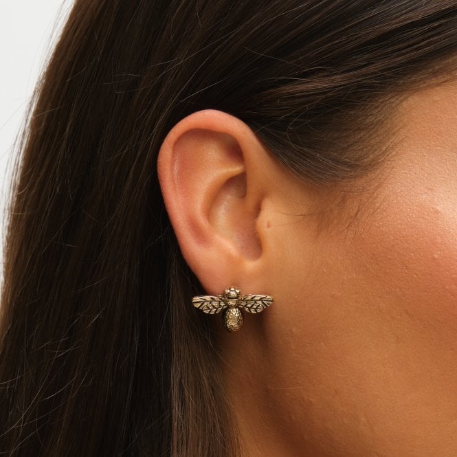 Jon Richard MOOD Antique Gold Polished & Red Insect Stud Earrings - Pack Of 2