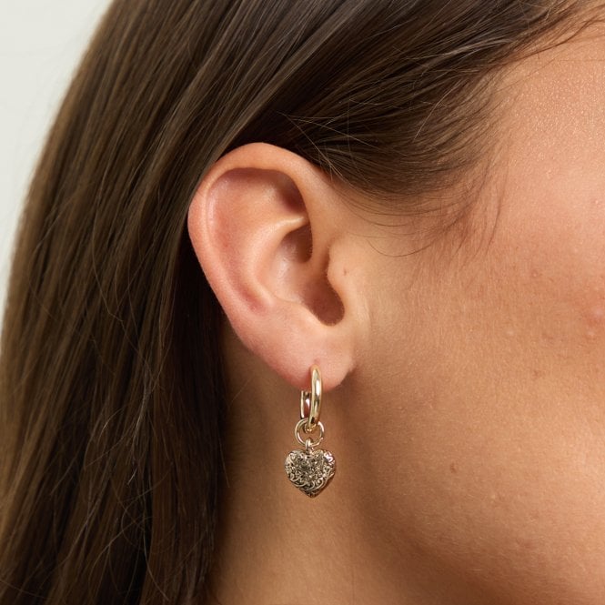 Jon Richard MOOD Antique Gold & Red Resin Heart Huggie Earrings - Pack Of 3