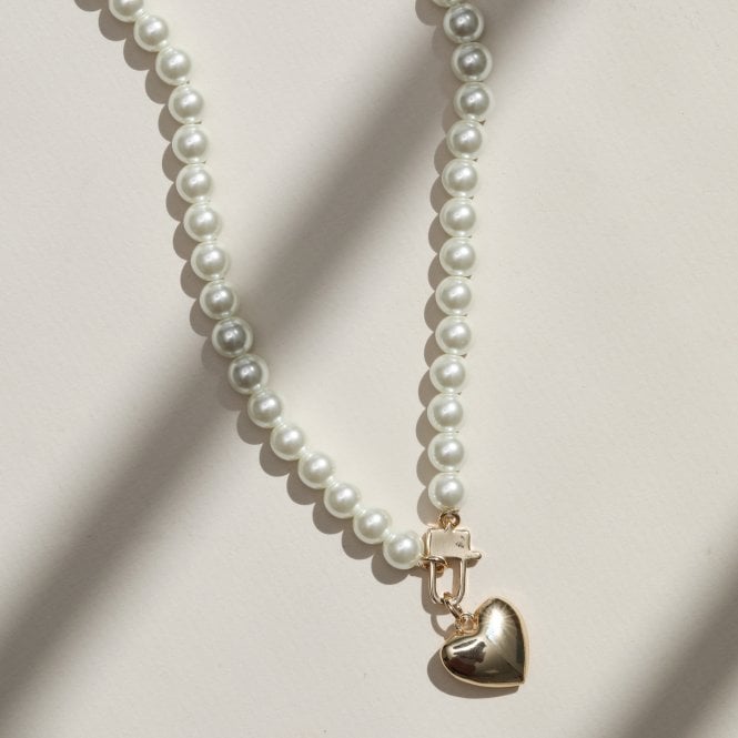 Jon Richard MOOD Cream Pearl & Gold Polished Padlock Short Necklace