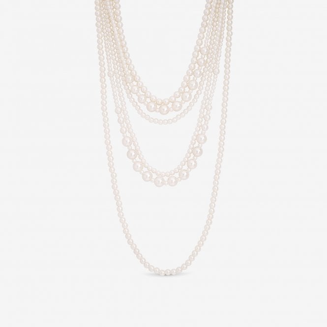 Jon Richard MOOD Cream Pearl Multi Row Statement Necklace