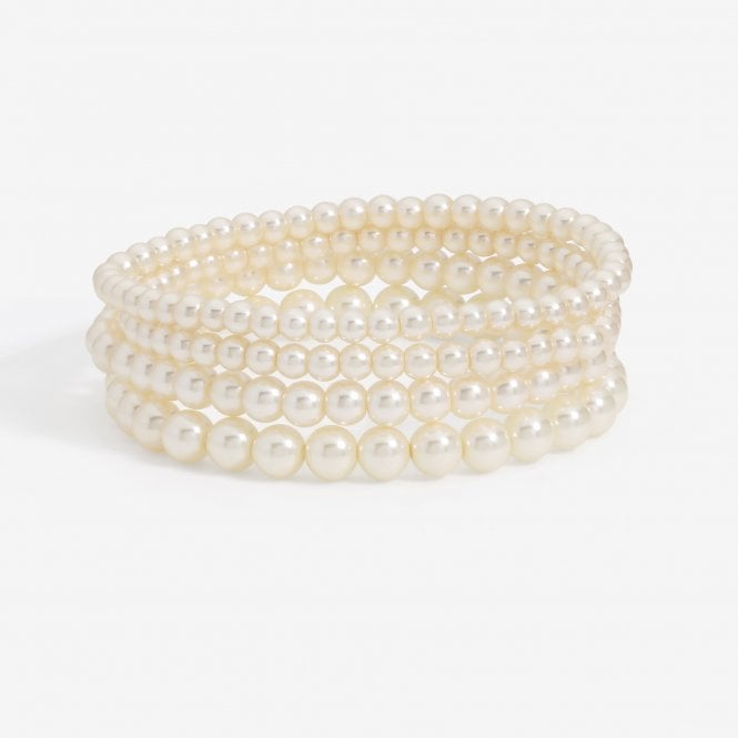 jon richard MOOD Cream Pearl Multipack Stretch Bracelets - Pack of 4