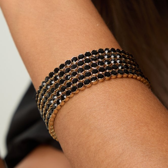 Jon Richard MOOD Gold Black Round Wrap Cuff Bracelet