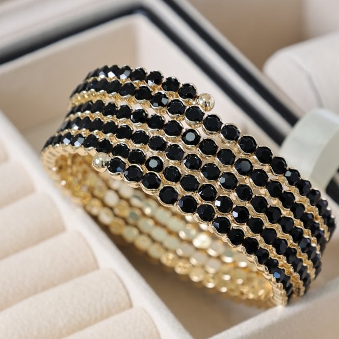 Jon Richard MOOD Gold Black Round Wrap Cuff Bracelet