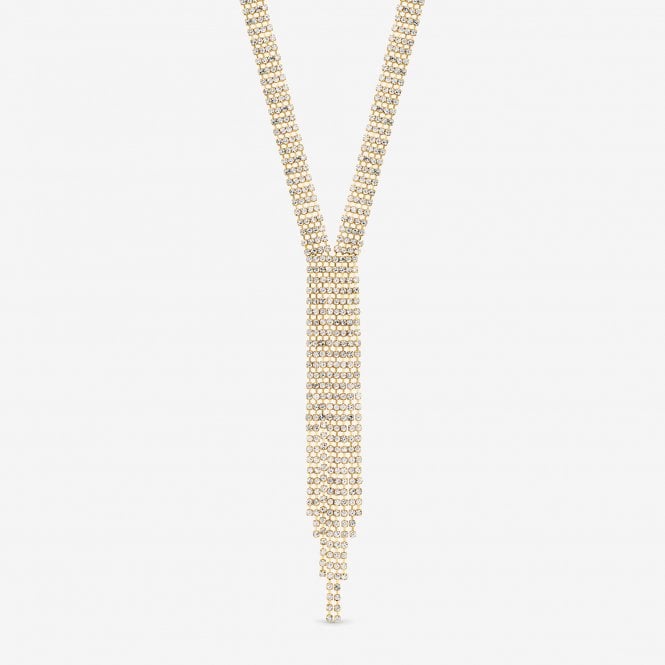 jon richard MOOD Gold Crystal Multi Row Y Statement Necklace