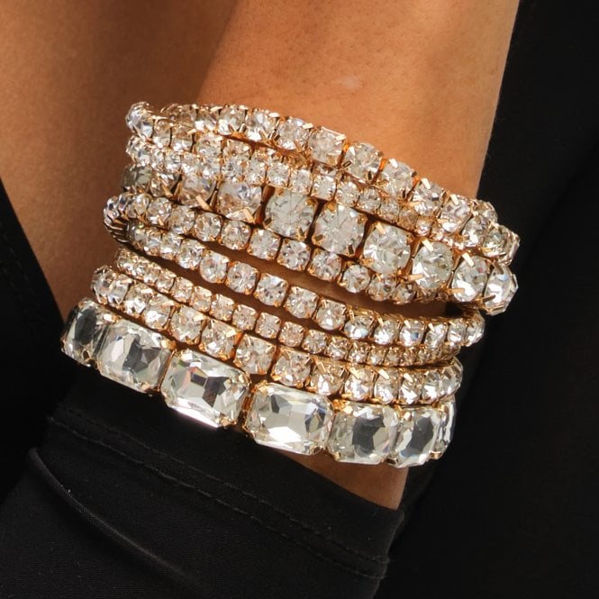 Jon Richard MOOD Gold Crystal Multipack Stretch Bracelets - Pack Of 7