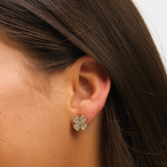 Jon Richard MOOD Gold & Jet Crystal Clover Stud Earrings - Pack Of 3