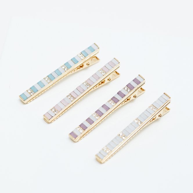 jon richard MOOD Gold Multicoloured Beaded Hair Slides - Pack of 4