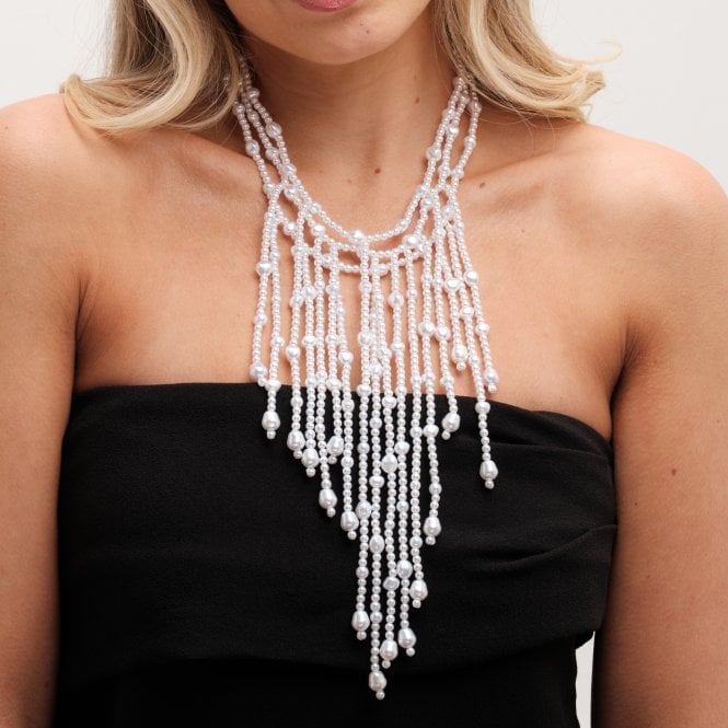 Jon Richard MOOD Gold Pearl Cascade Statement Necklace