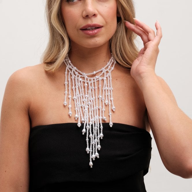 Jon Richard MOOD Gold Pearl Cascade Statement Necklace