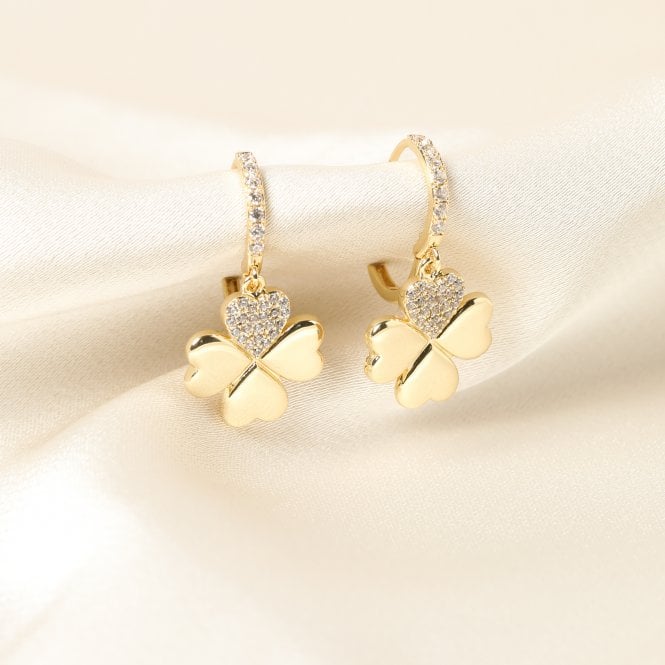 Jon Richard MOOD Gold Plated Clover Earrings Gift Boxed
