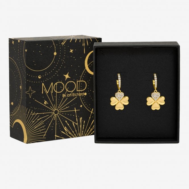 jon richard MOOD Gold Plated Clover Earrings Gift Boxed jon richard MOOD Gold Plated Clover Earrings Gift Boxed