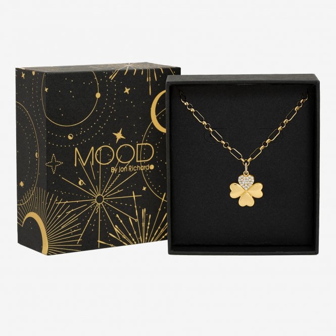 jon richard MOOD Gold Plated Clover Pendant Gift Boxed jon richard MOOD Gold Plated Clover Pendant Gift Boxed