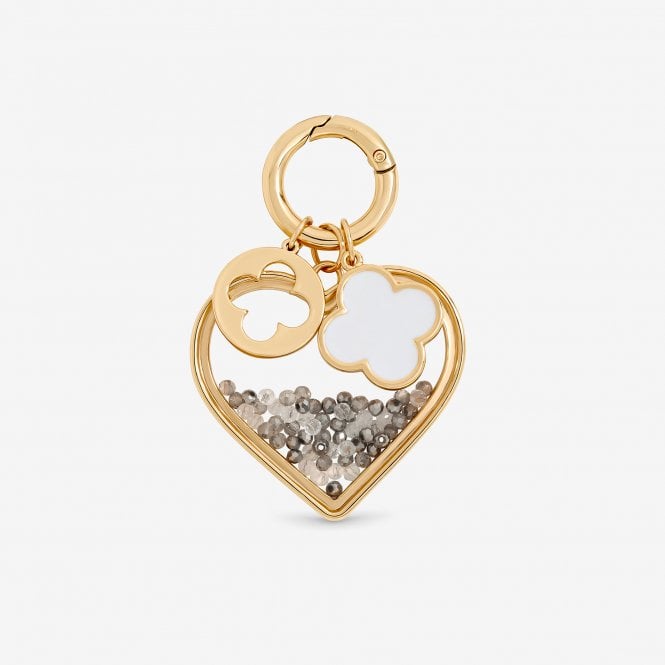 jon richard MOOD Gold Plated Heart and Clover Bag Charm