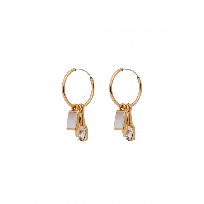 jon richard MOOD Gold Plated Mop Charmed Hoop Earrings