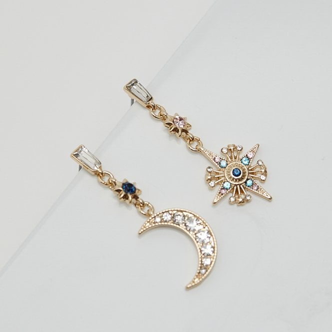 Jon Richard MOOD Gold Plated Multi Coloured Celestial Drop Earrings