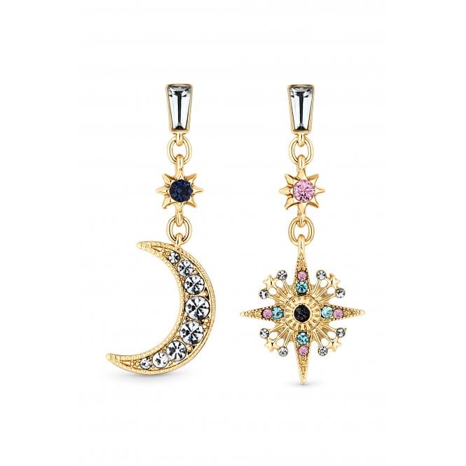 jon richard MOOD Gold Plated Multi Coloured Celestial Drop Earrings