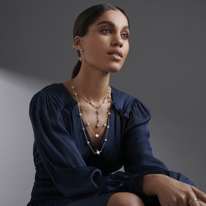 Jon Richard MOOD Gold Plated Multi Coloured Fine Celestial Y Necklace