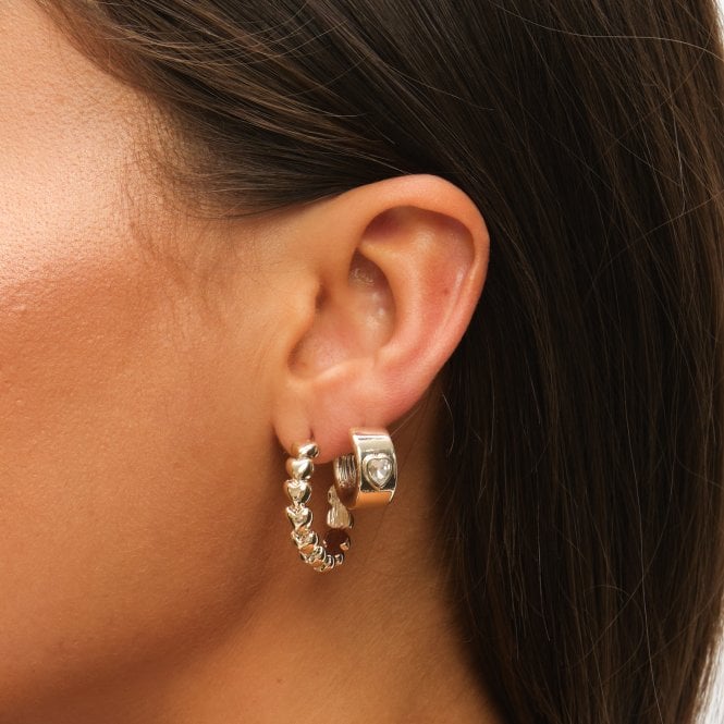 Jon Richard MOOD Gold Polished & Crystal Heart Earrings - Pack Of 3