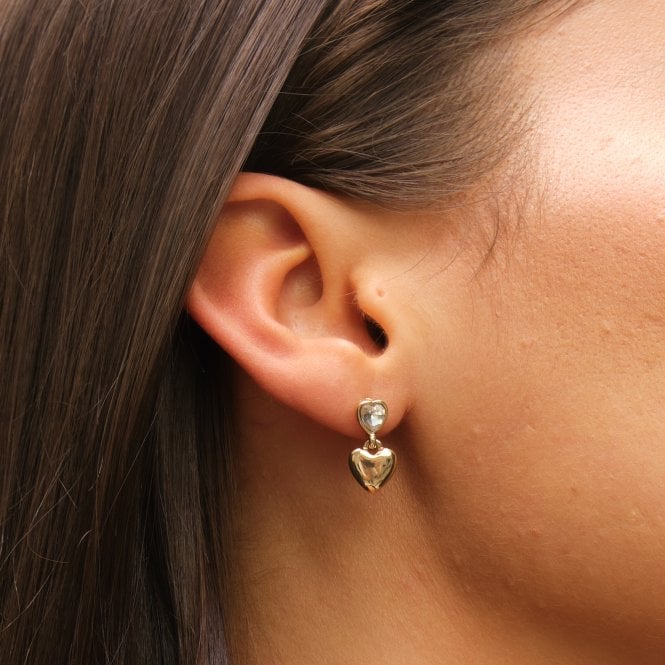 Jon Richard MOOD Gold Polished & Crystal Heart Earrings - Pack Of 3