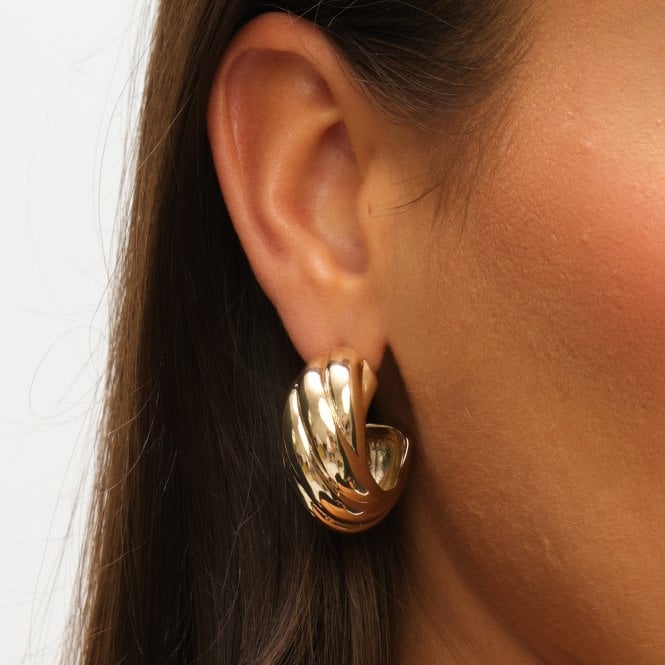 Jon Richard MOOD Gold Polished Intertwined Hoop Earrings