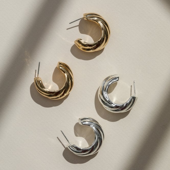 Jon Richard MOOD Gold Polished Intertwined Hoop Earrings