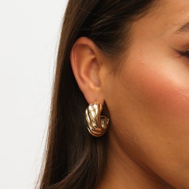 Jon Richard MOOD Gold Polished Intertwined Hoop Earrings