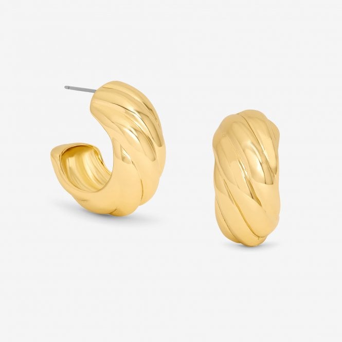 jon richard MOOD Gold Polished Intertwined Hoop Earrings