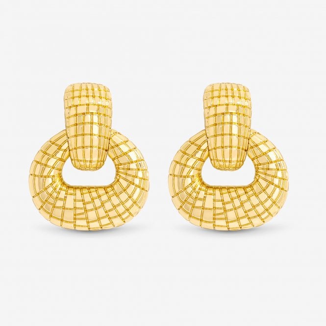jon richard MOOD Gold Polished Snake Textured Doorknocker Earrings