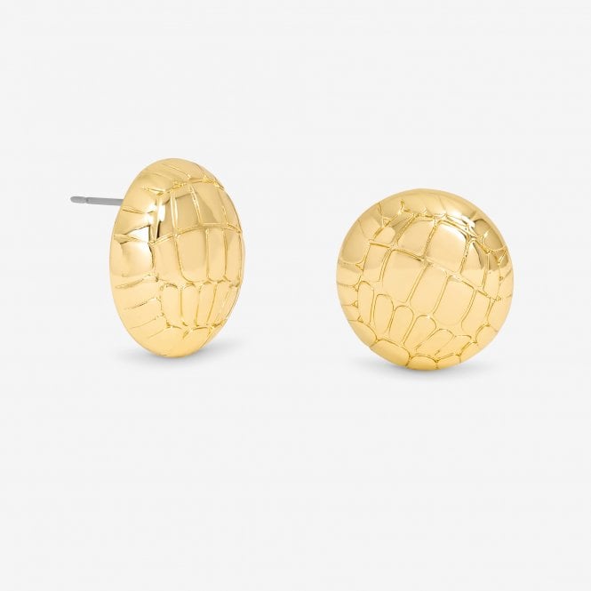 jon richard MOOD Gold Polished Snake Textured Round Dome Earrings