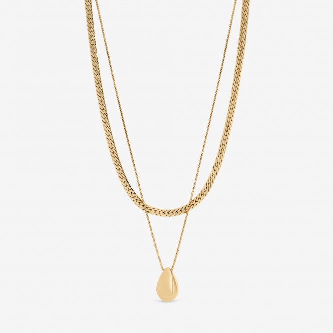 jon richard MOOD Gold Polished Triple Row Sculpted Nugget Pendant jon richard MOOD Gold Polished Triple Row Sculpted Nugget Pendant