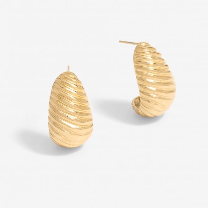 jon richard MOOD Gold Stainless Steel Ridged Dome Hoop Earrings