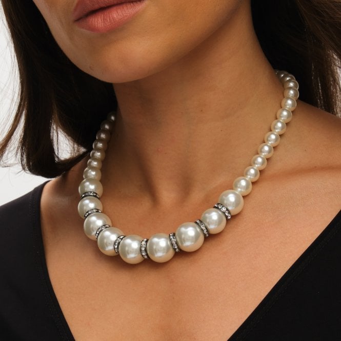 Jon Richard MOOD Hematite Crystal & Cream Pearl Beaded Necklace