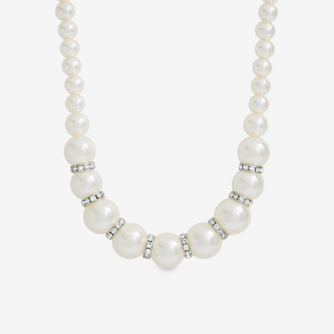 jon richard MOOD Hematite Crystal & Cream Pearl Beaded Necklace