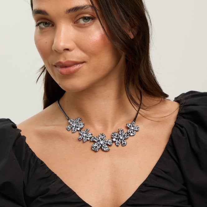 Jon Richard MOOD Hematite Crystal Floral Statement Allway Necklace