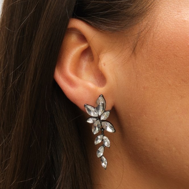 Jon Richard MOOD Hematite Crystal Leaf Drop Earrings