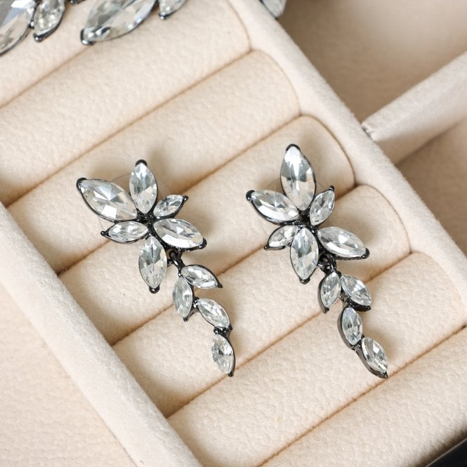 Jon Richard MOOD Hematite Crystal Leaf Drop Earrings