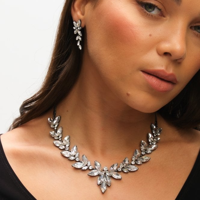 Jon Richard MOOD Hematite Crystal Leaf Drop Earrings