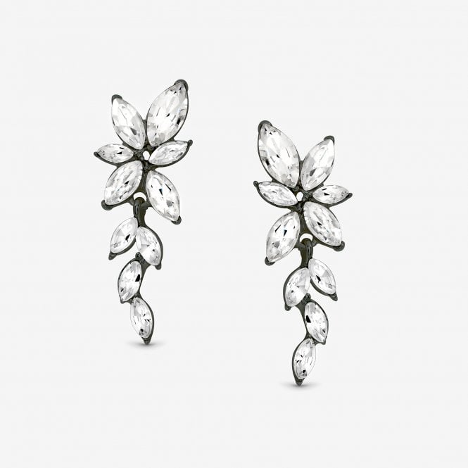 jon richard MOOD Hematite Crystal Leaf Drop Earrings