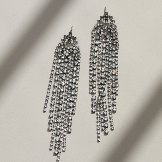 Jon Richard MOOD Hematite Crystal Multi Strand Long Statement Drop Earrings